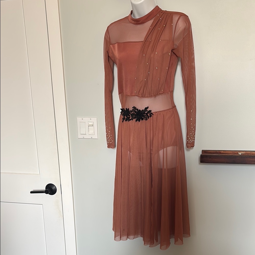 Elegant Sheer Rust Dress for ballet or lyrical dance